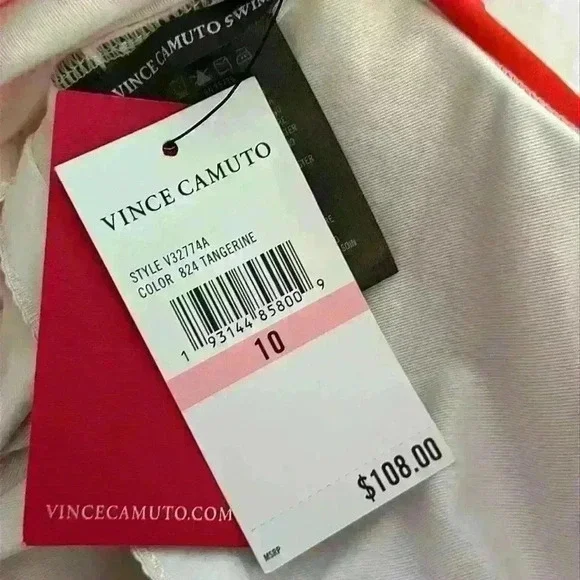 Vince Camuto NWT Tangerine One Shoulder One Piece Swimsuit MSRP $108 Women Sz 10